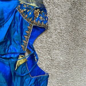 Blue Kanchi saree blouse only heavy work hand embroidered . NWOT